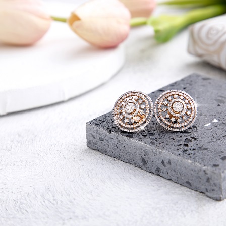 Indo-western certified diamond earrings