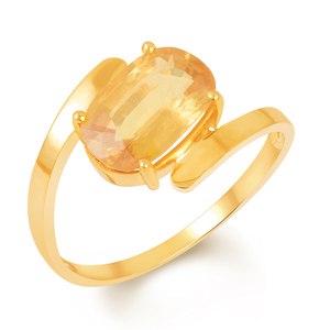 Yellow sapphire pukhraj gold ring