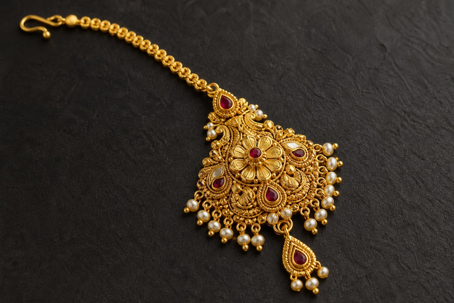 Bridal gold maang tikka