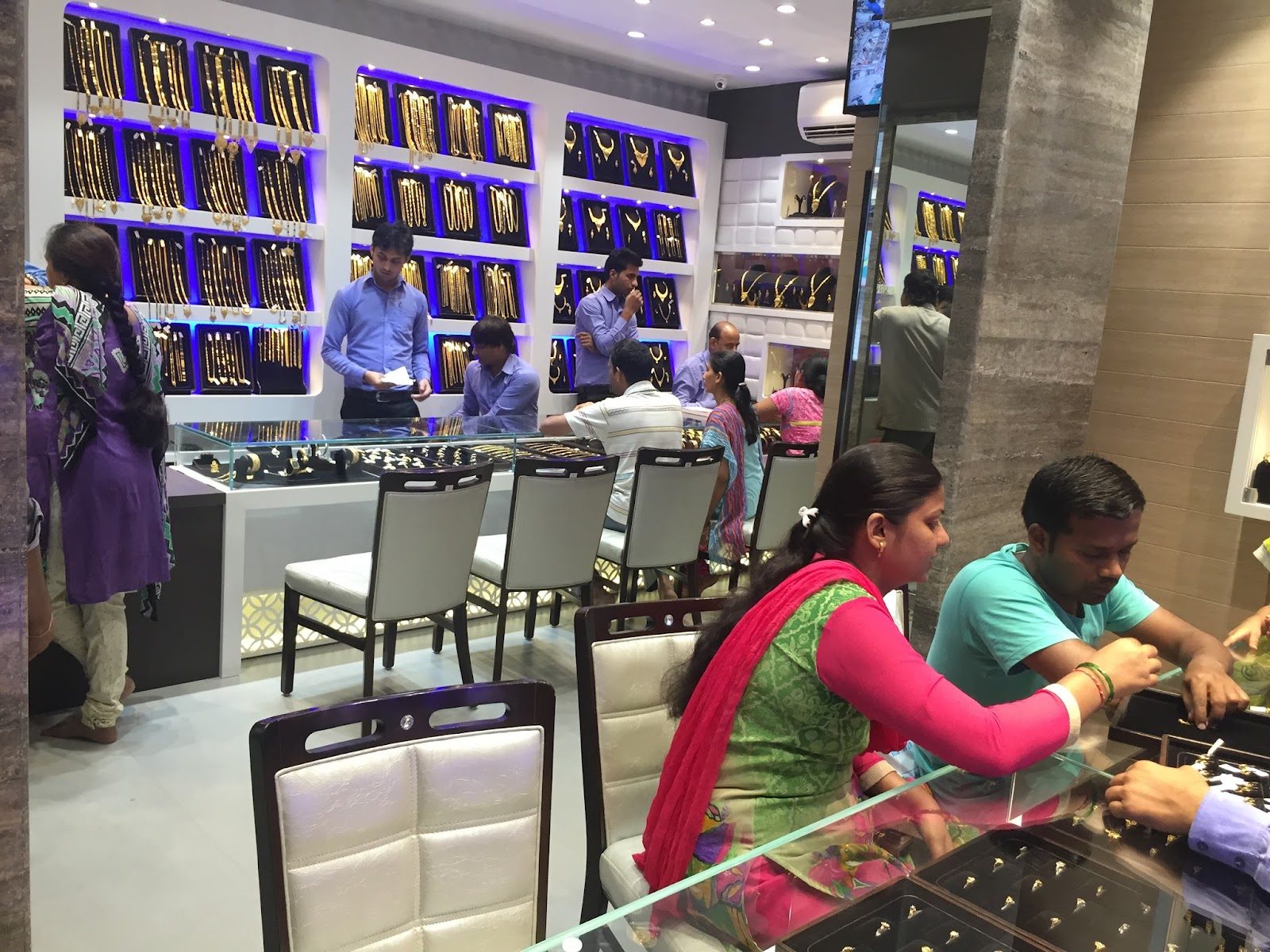 The present-day Bhayandar showroom, with customers at the counters